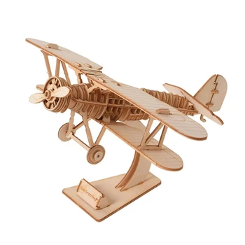 Креативный 3D пазл из дерева с мини-самолетом Постройте свой собственный самолет! Прямая поставка игрушек-дисплеев