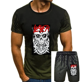 Slayer Белый череп, Красный логотип, черная футболка, новая футболка в стиле хип-хоп