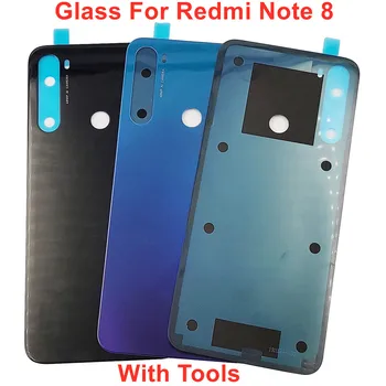 Для Xiaomi Redmi Note 8 Стеклянная крышка батарейного отсека Жесткая крышка задней двери Задняя панель корпуса Redmi Note 8 Чехол + оригинальная наклейка-клей