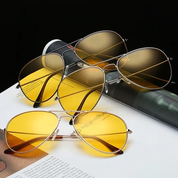 Солнцезащитные очки с антибликовым покрытием, Поляризатор, Очки ночного видения для водителей автомобилей из медного сплава, Поляризованные очки для вождения, автомобильные солнцезащитные очки