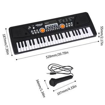 BIGFUN 49 клавиш, USB-электронный орган, Детское электрическое пианино с микрофоном, Черная перкуссия, Детский подарочный музыкальный инструмент