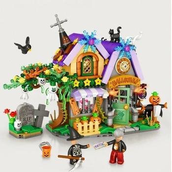 Строительные блоки для дома на Хэллоуин, игрушки из мини-гранул, строительные блоки в подарок к празднику
