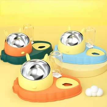 Двойная миска для домашних животных морковного типа из нержавеющей стали, нескользящая, не вызывающая удушья Миска для медленного приготовления пищи, миска для собак, тазик для еды, Автоматический питьевой фонтанчик