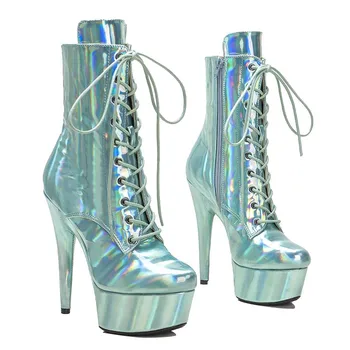 LAIJIANJINXIA/ Новые женские современные ботинки на платформе и высоком каблуке с искусственным верхом 15 см/ 6 дюймов, обувь для танцев на шесте 027