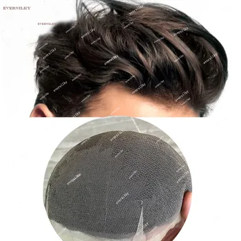 Мужской парик с натуральным волосяным покровом, полностью кружевной, дышащий, Сверхпрочный, черные парики из 100% человеческих волос, Незаметные Отбеливающие узлы, Протезы