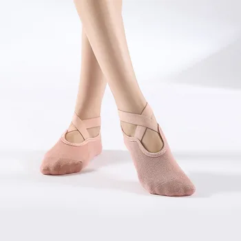 Новые женские высококачественные бандажные носки для йоги, противоскользящие, быстросохнущие, амортизирующие Носки для пилатеса, балета, Хорошее сцепление для женщин, хлопчатобумажные носки