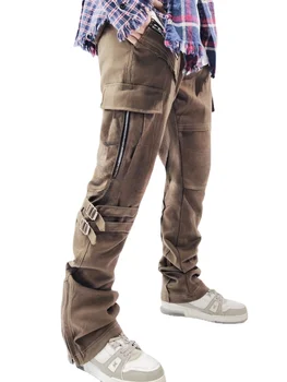 Нишевый дизайн, ощущение стиля Techwear, модные брюки с несколькими карманами на ремешке, мужские комбинезоны, брюки